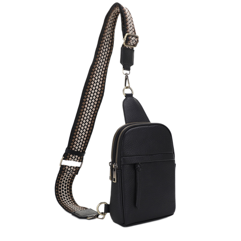 AMY Double Compartment Sling Bag with Web Strap