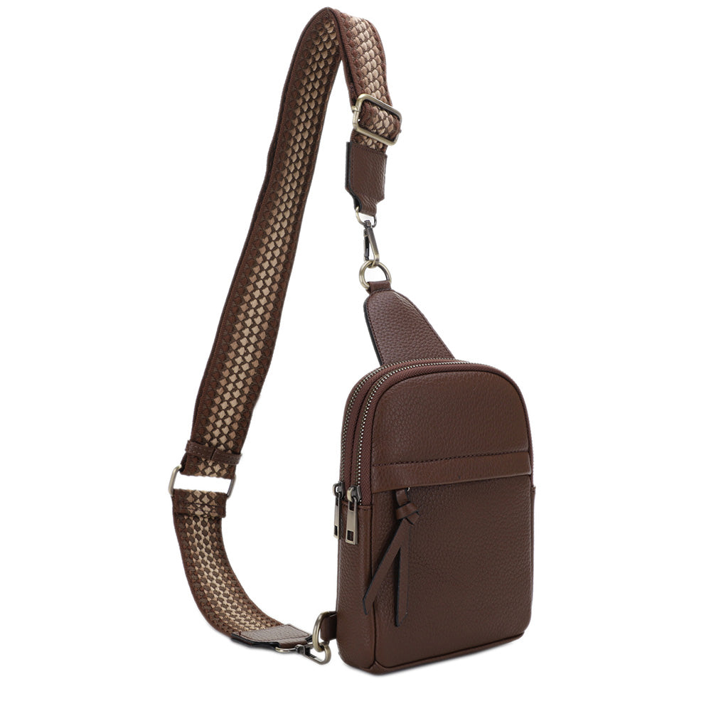 AMY Double Compartment Sling Bag with Web Strap