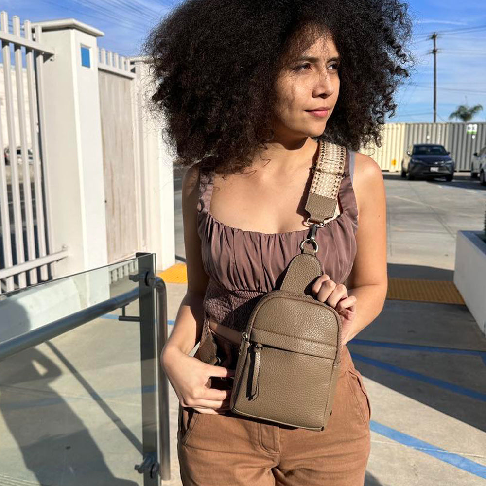 AMY Double Compartment Sling Bag with Web Strap